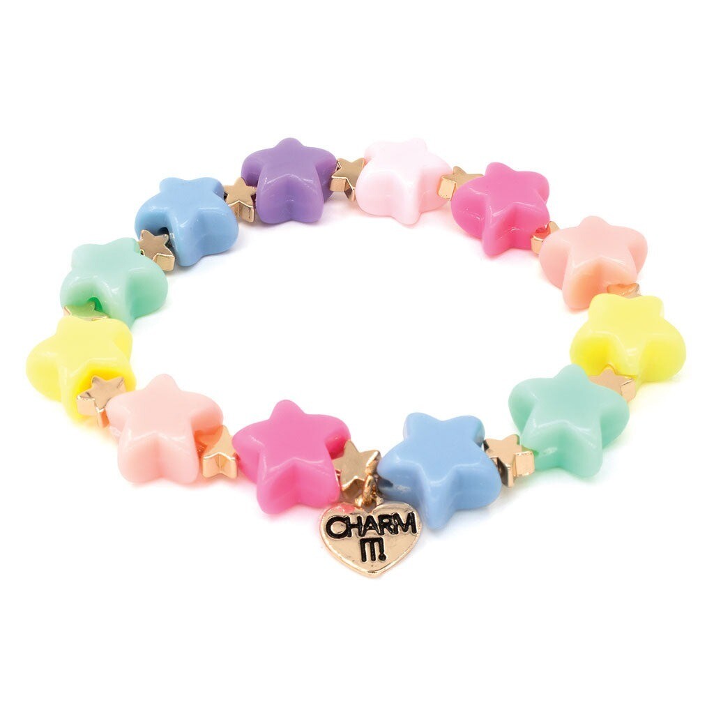 Gold Pastel Star Stretch Bead Bracelet