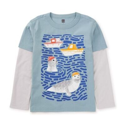 Seal Layer Sleeve Graphic Baby Tee 