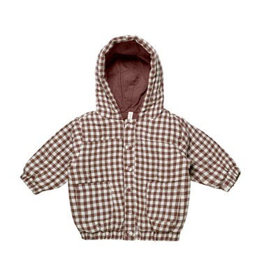 Hooded Woven Jacket Plum Gingham