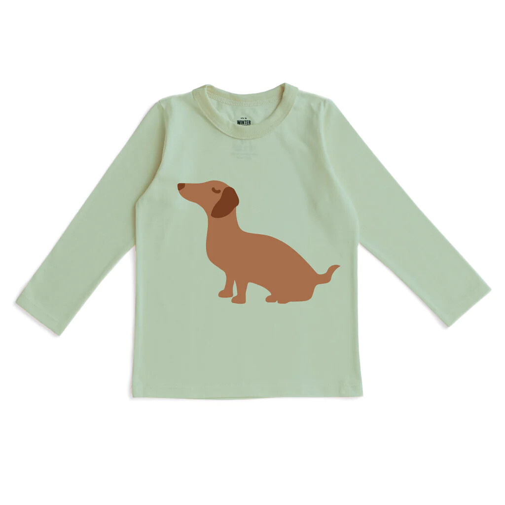 L/S Graphic Tee Dachshund Meadow Green, Size: 10