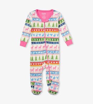 Cream Painted Fairisle Footed Coverall