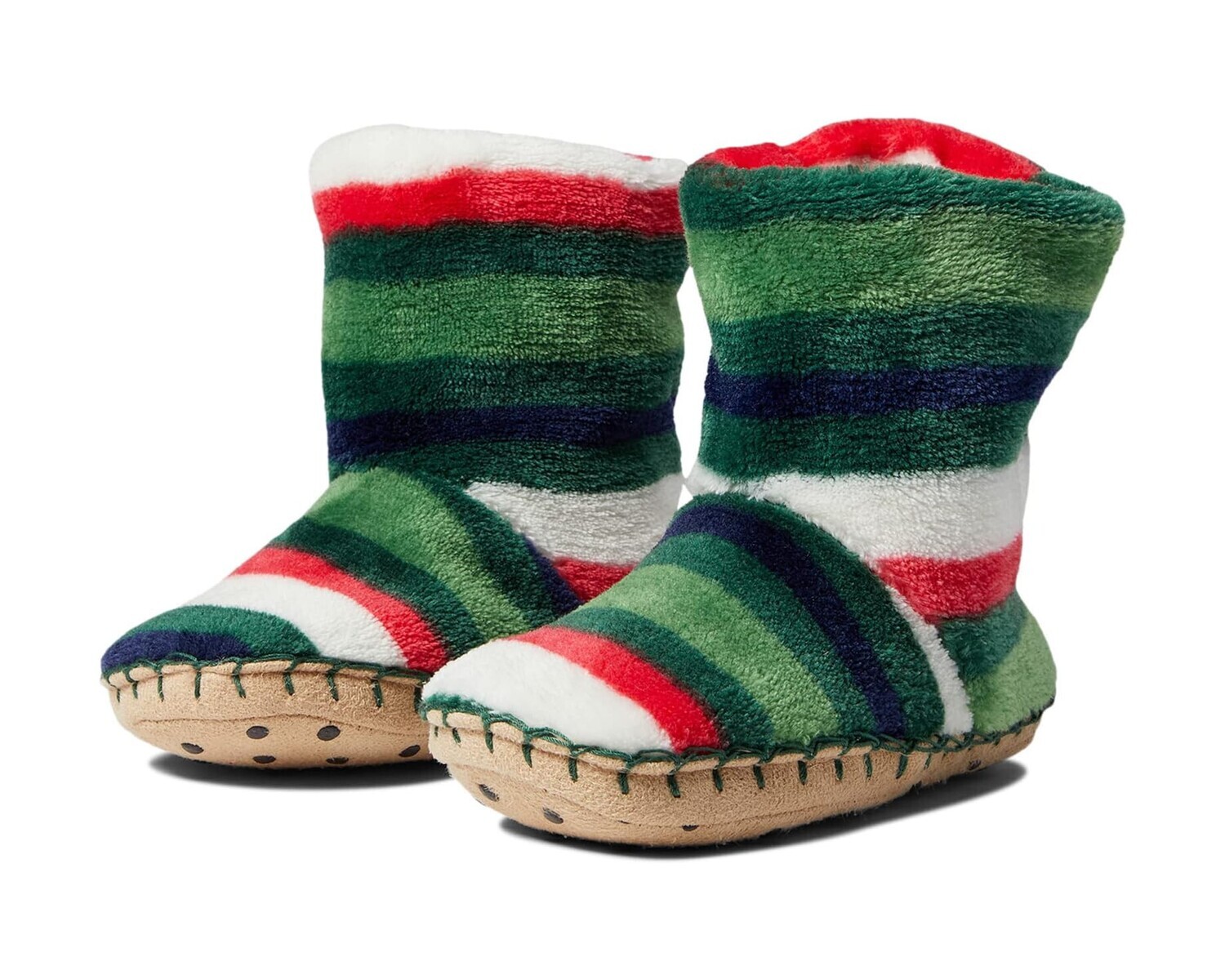 Holiday Stripes Fleece Slippers