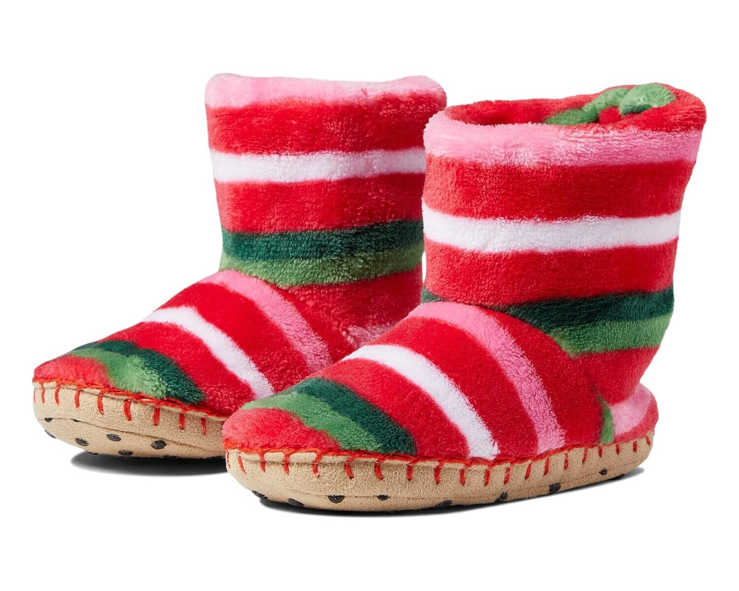 Candy Cane Stripes Fleece Slippers