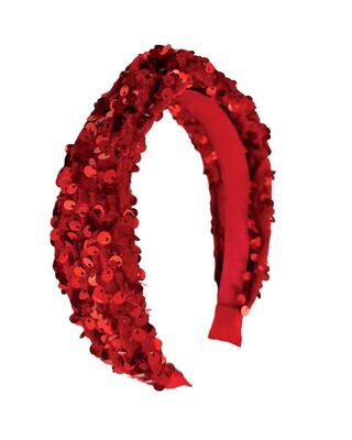 Sequin Velvet Headband Red