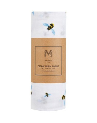 Organic Muslin Swaddle - Bee