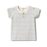 Organic Henley Tee Petit Blue Stripe 