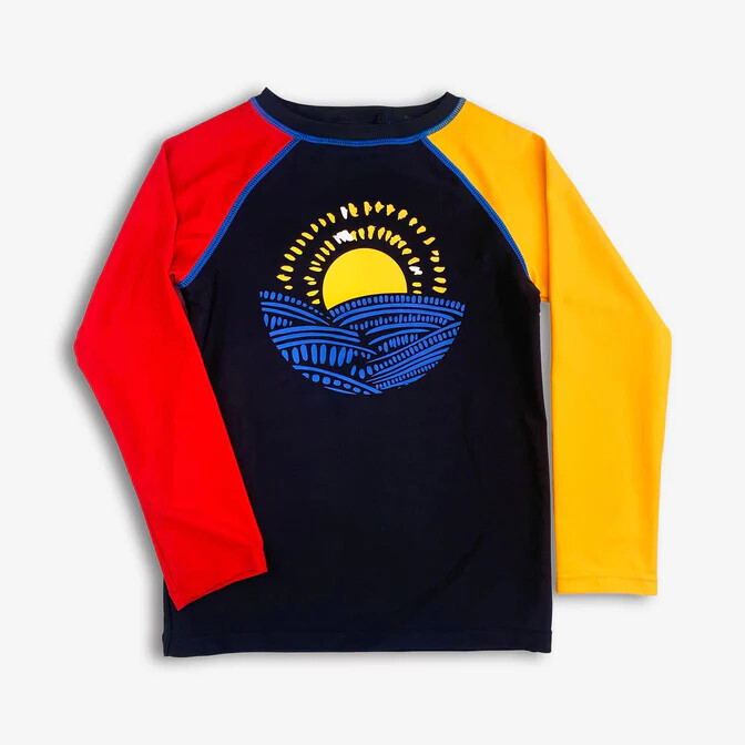 Long Sleeve Rash Guard Red/Yellow Sun