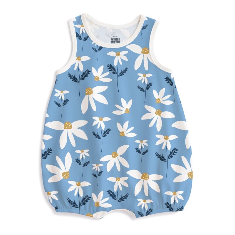 Bubble Romper Daisies Blue 