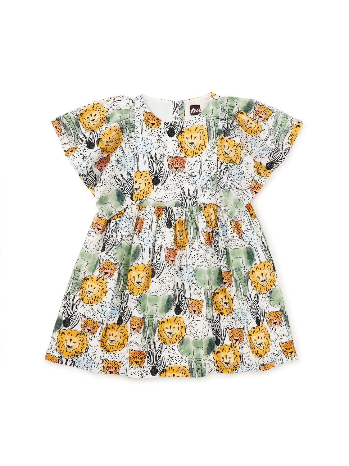 Butterfly Sleeve Twirl Dress Safari Toile