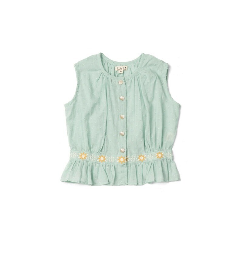 Corset Cover Top  Mint Embroidery