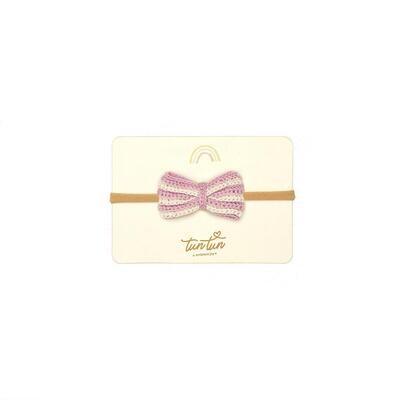 Bow Headband Natural/Pink