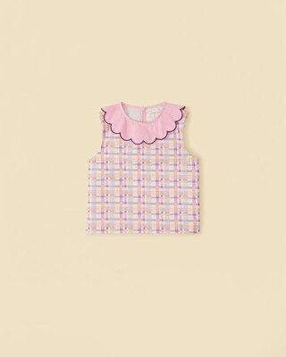 Picnic Top Scallop Plaid