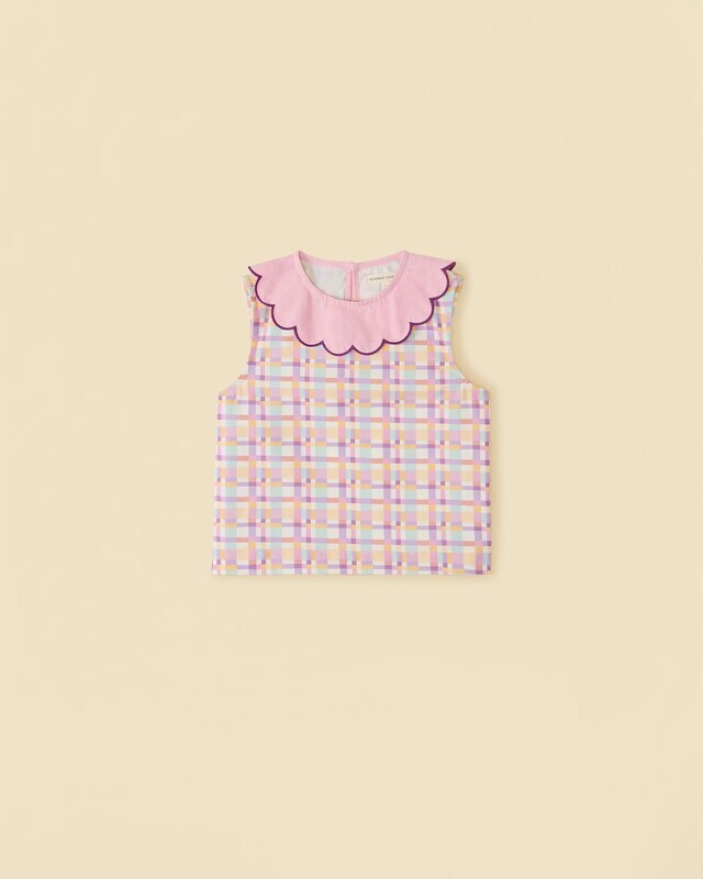 Picnic Top Scallop Plaid