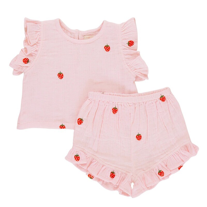 Roey Set Strawberry Embroidery