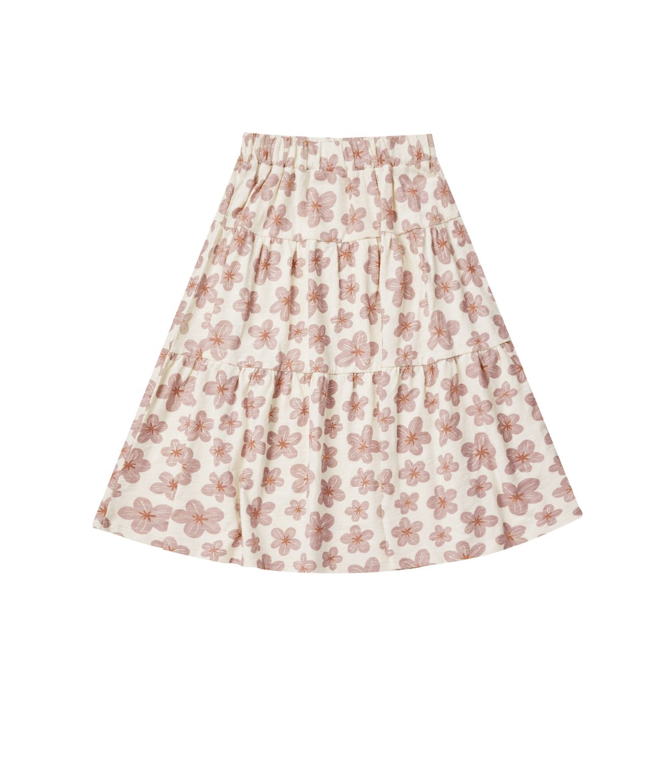 Tiered Midi Skirt Hibiscus