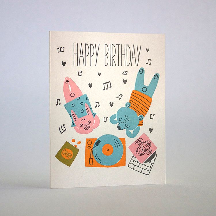 Birthday Record Player Card