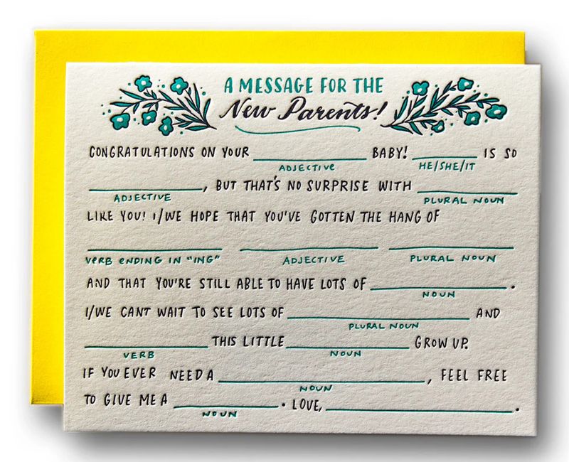 Fill in Blank New Baby Card