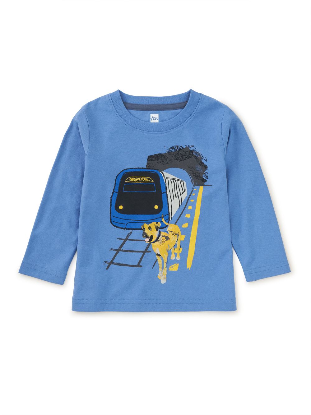Boji &amp; Train Graphic Baby Tee Blue Yarrow
