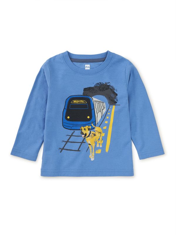 Boji &amp; Train Graphic Baby Tee Blue Yarrow