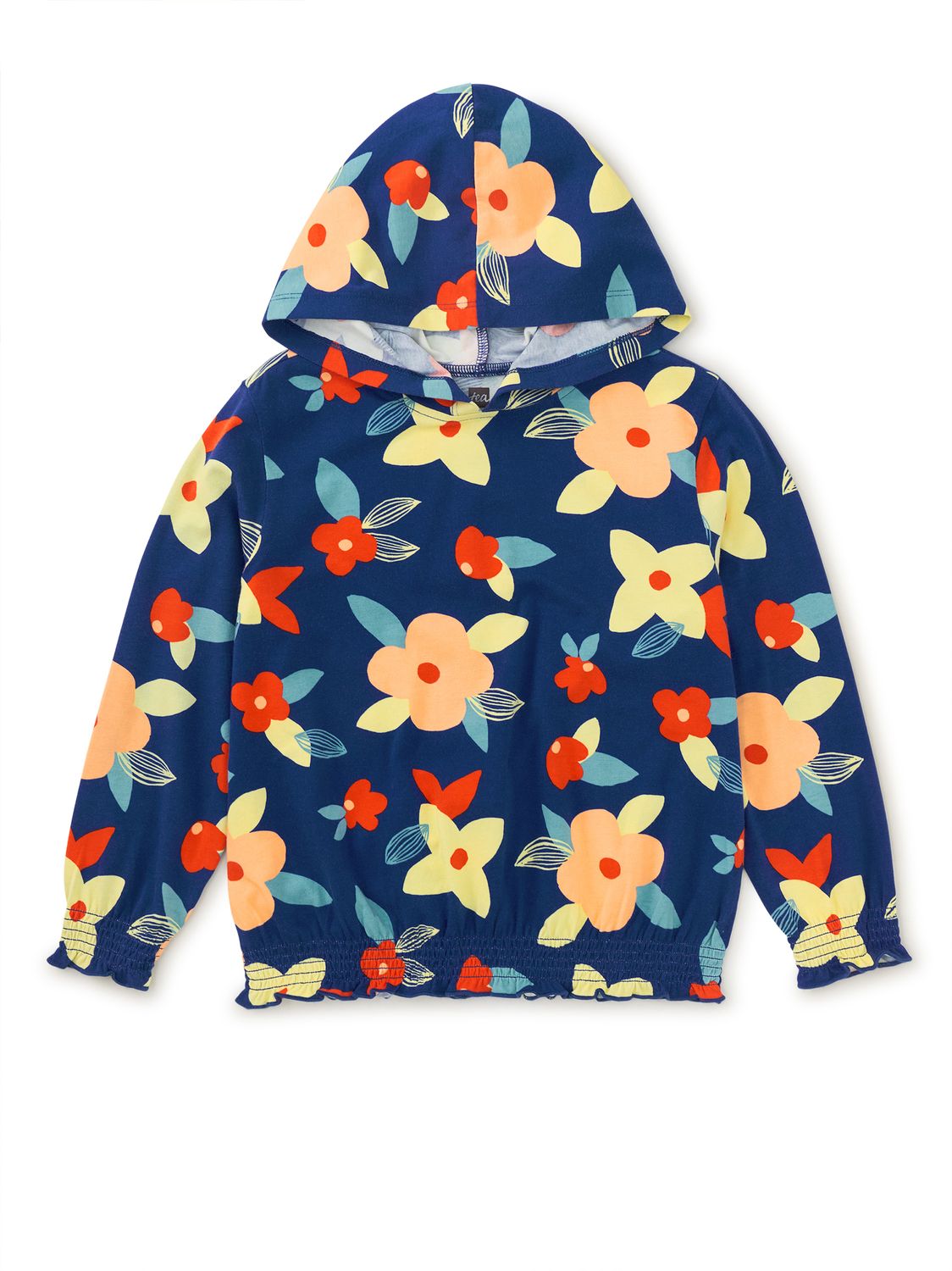 Printed Smocked Hoodie Turkish Coastal Floral