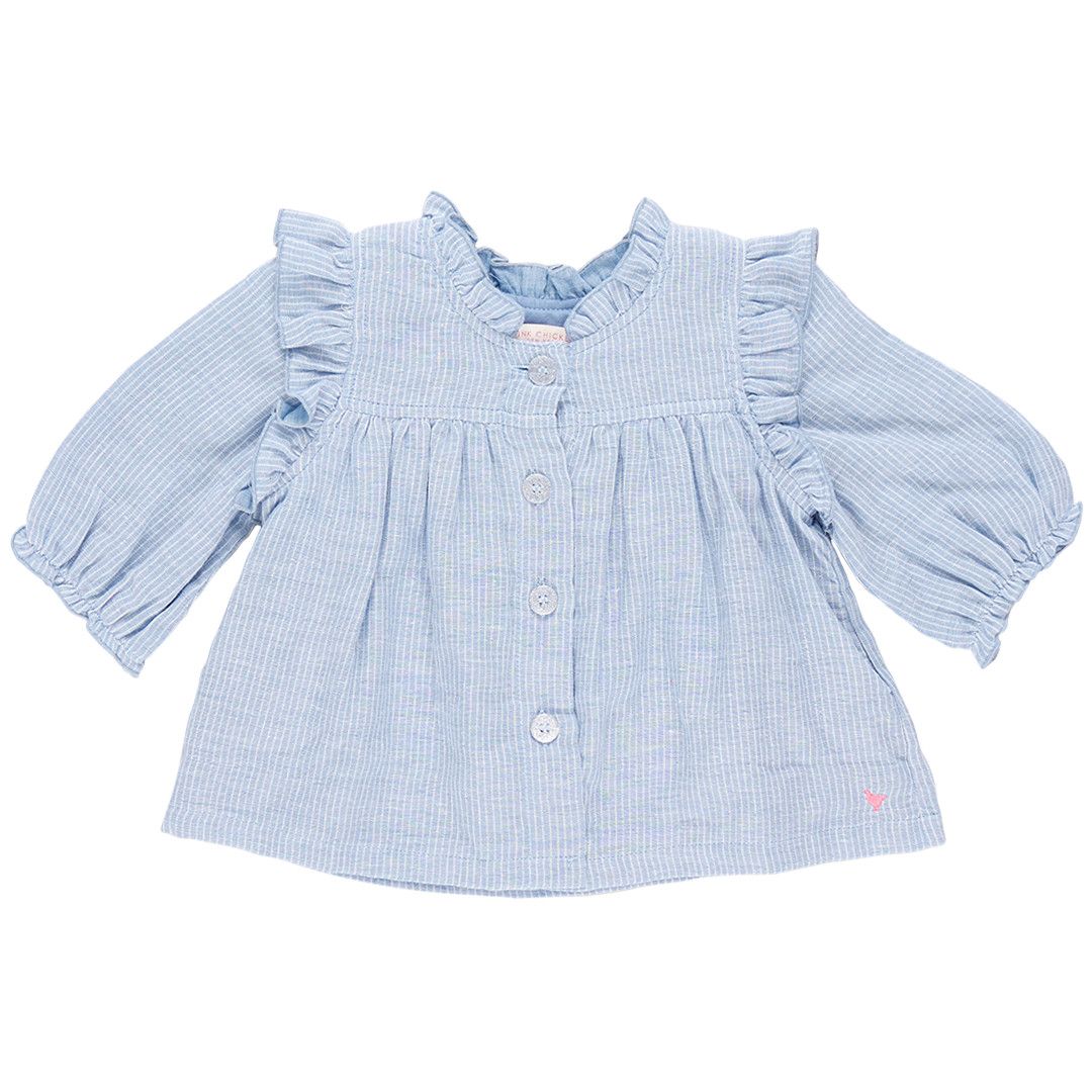 Kalani Button-Up Top Skinny Blue Stripe