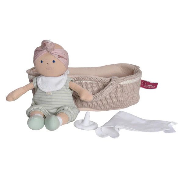 Knitted Carry Cot with Remi Baby Light Skin, Soother &amp; Blanket