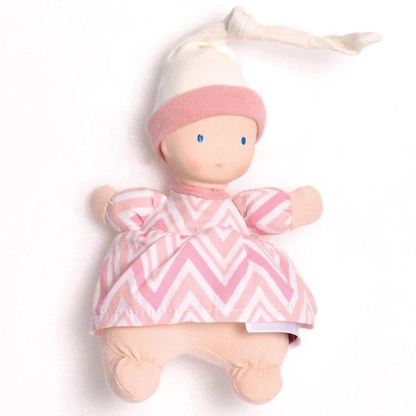 Precious Baby Doll with Rubber Head Pink Chevron Stripe