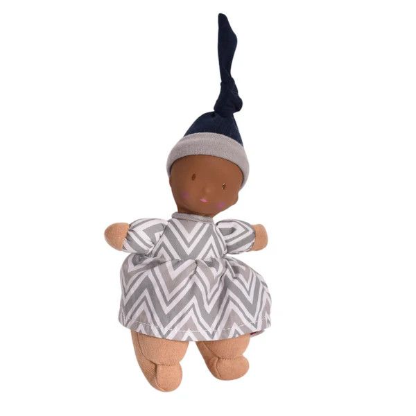 Precious Baby Doll with Rubber Head Grey Chevron Stripe