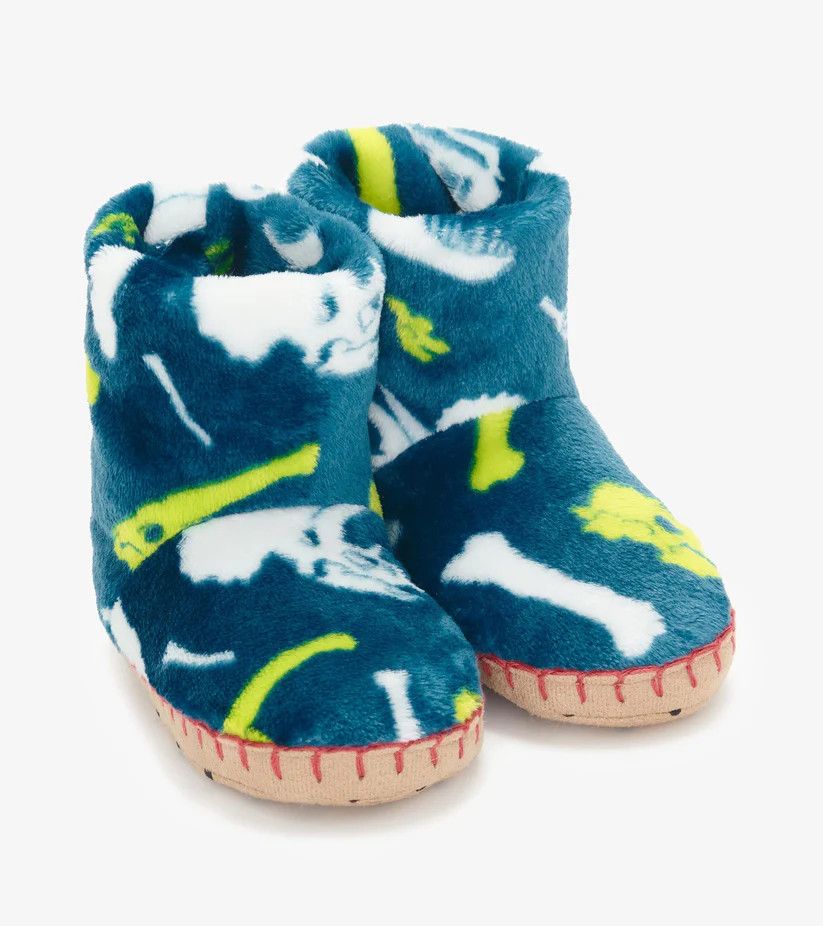 Dino Fossils Fuzzy Fleece Slippers