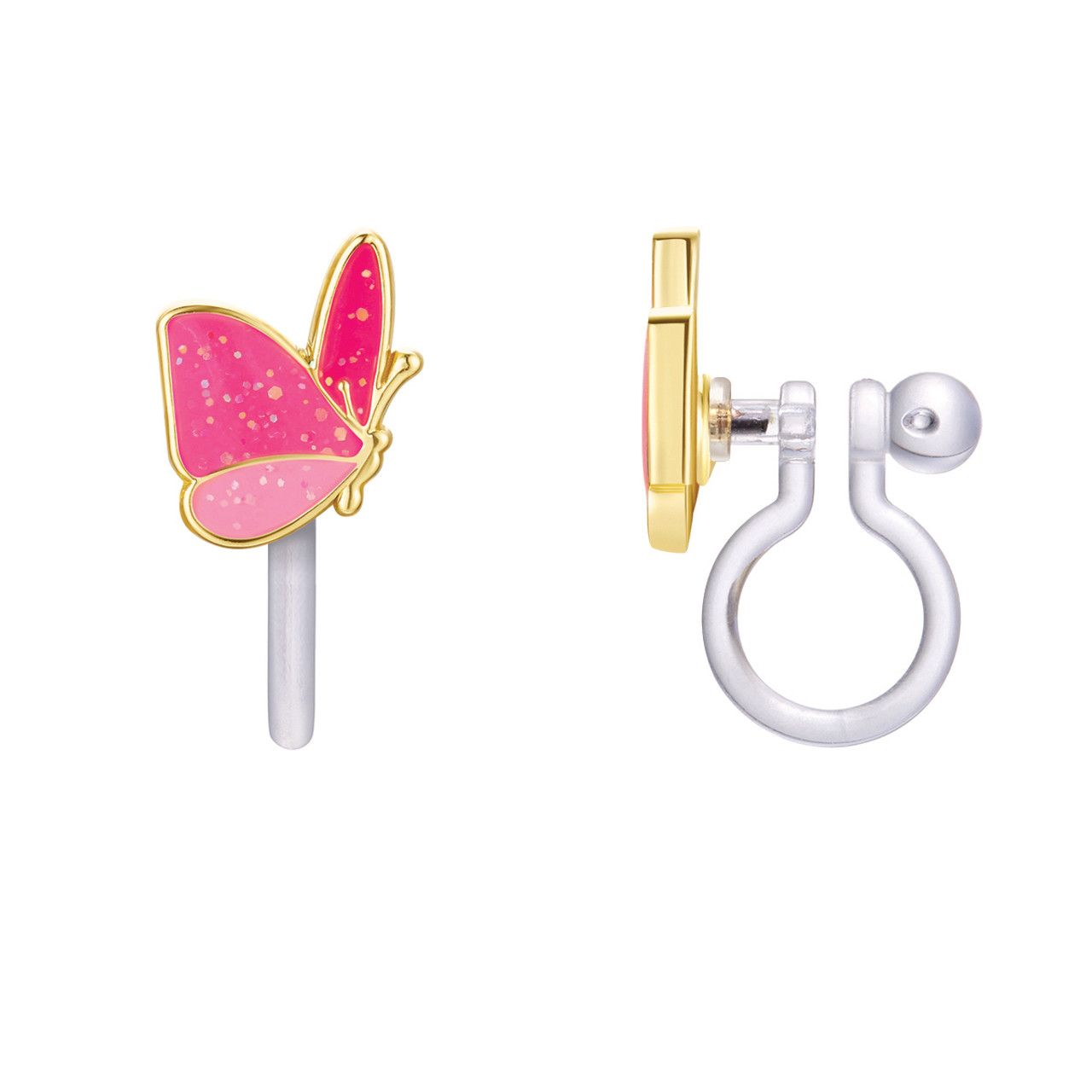 Glitter Butterfly Clip On Cutie Earrings