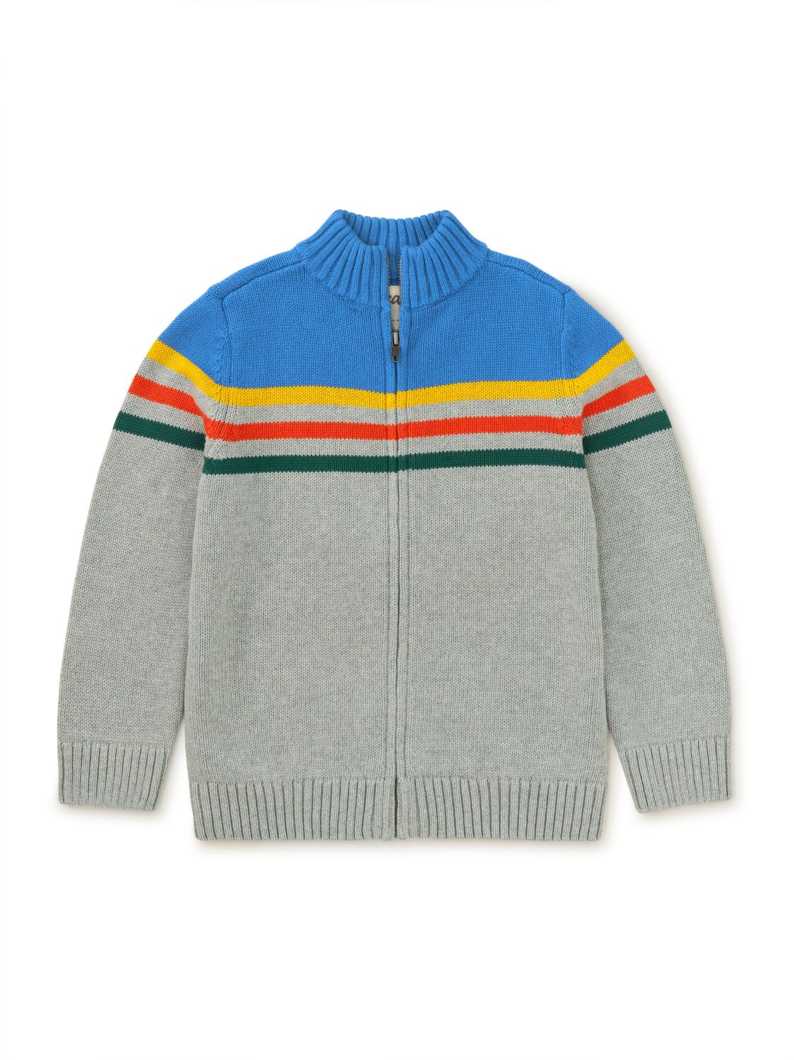 Striped Traveler Zip Sweater Med Heather Grey