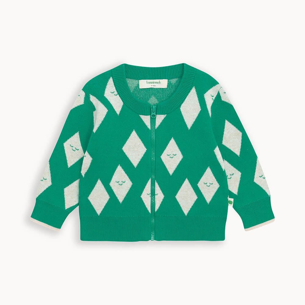 Asher Diamond Knit Cardigan Jade