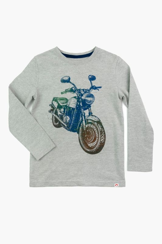 Graphic Long Sleeve Tee Retro Bike Heather Mist