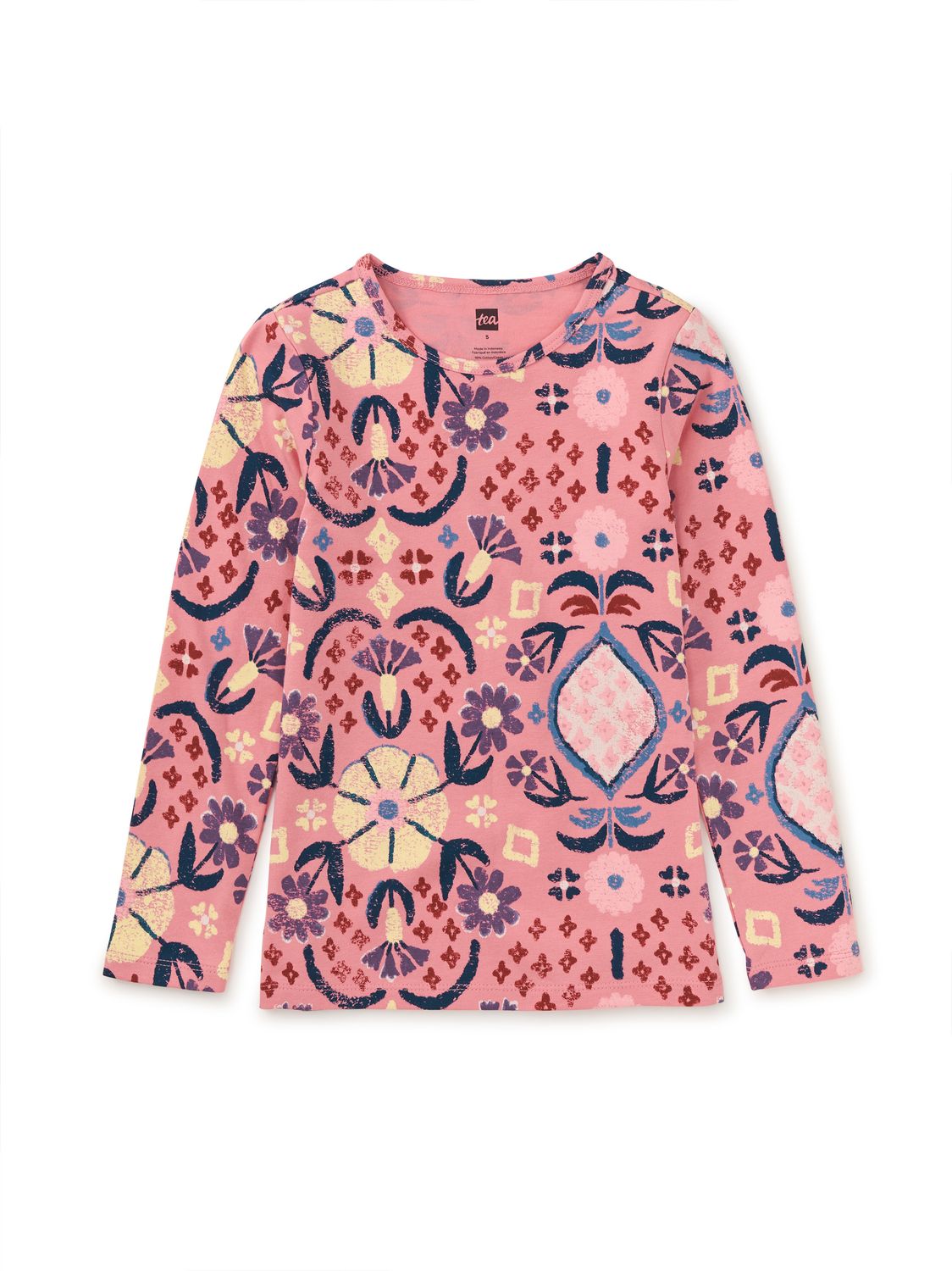 Printed Slim Long Sleeve Top Hariz Rug Floral in Mauveglow