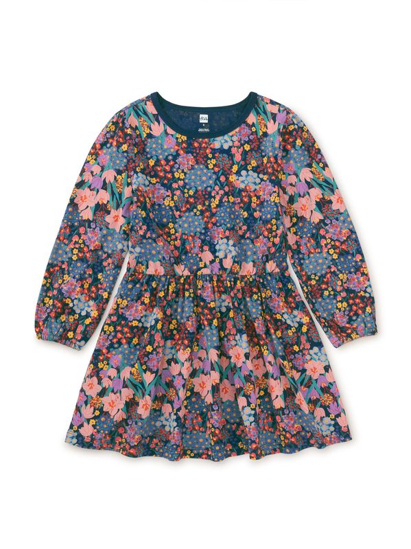 Blouson Sleeve Pocket Dress Saffron Botanical