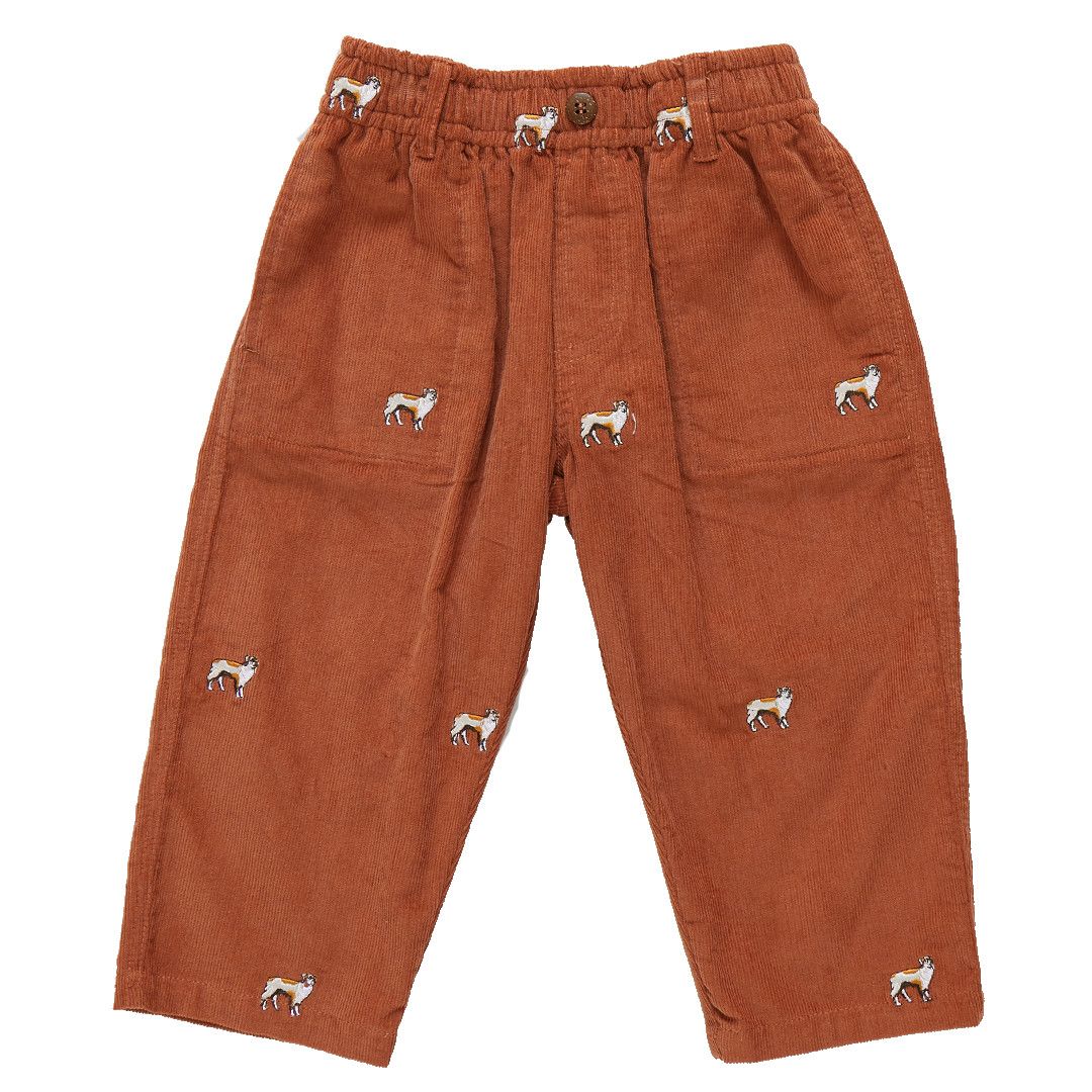 Corduroy Jackson Pant Dog Embroidery