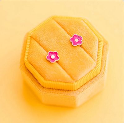 Hot Pink Flower Screwback Earrings