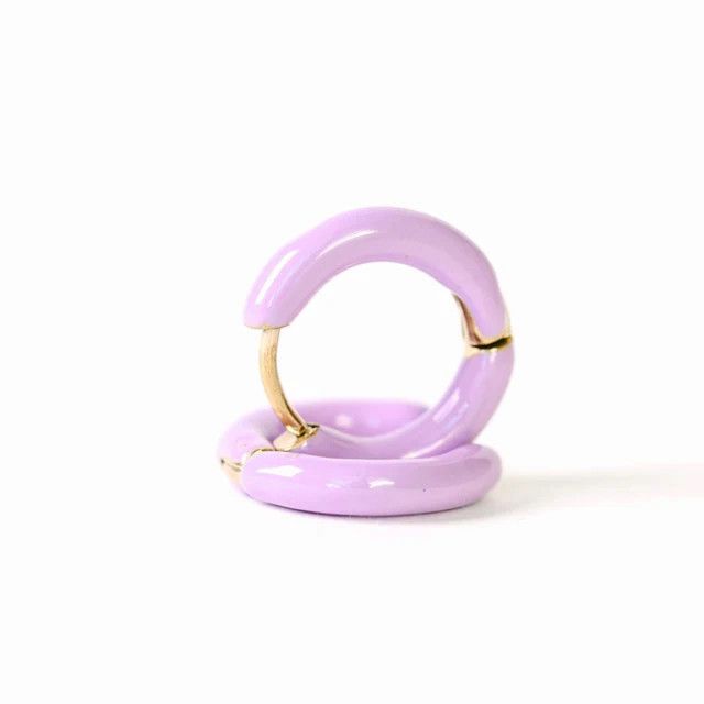 Purple Huggies Hoop Earrings