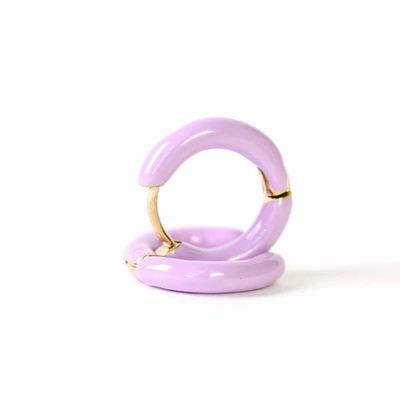 Purple Huggies Hoop Earrings