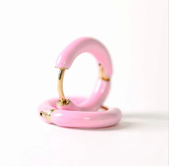 Pink Huggies Hoop Earrings