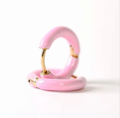 Pink Huggies Hoop Earrings