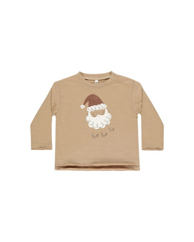 Raw Edge Long Sleeve Baby Tee Santa