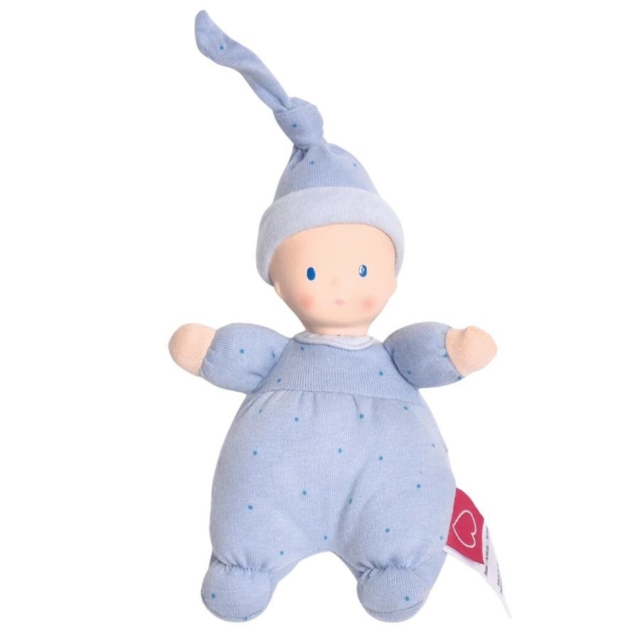 Precious Baby Doll with Rubber Head Blue Polka Dot Romper