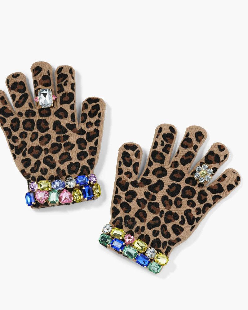 Jungle Leopard Jeweled Gloves