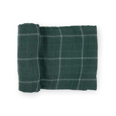 Cotton Muslin Swaddle Blanket - Evergreen Plaid