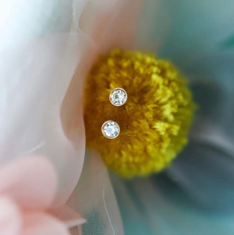Tiny Diamond Screwback Earrings