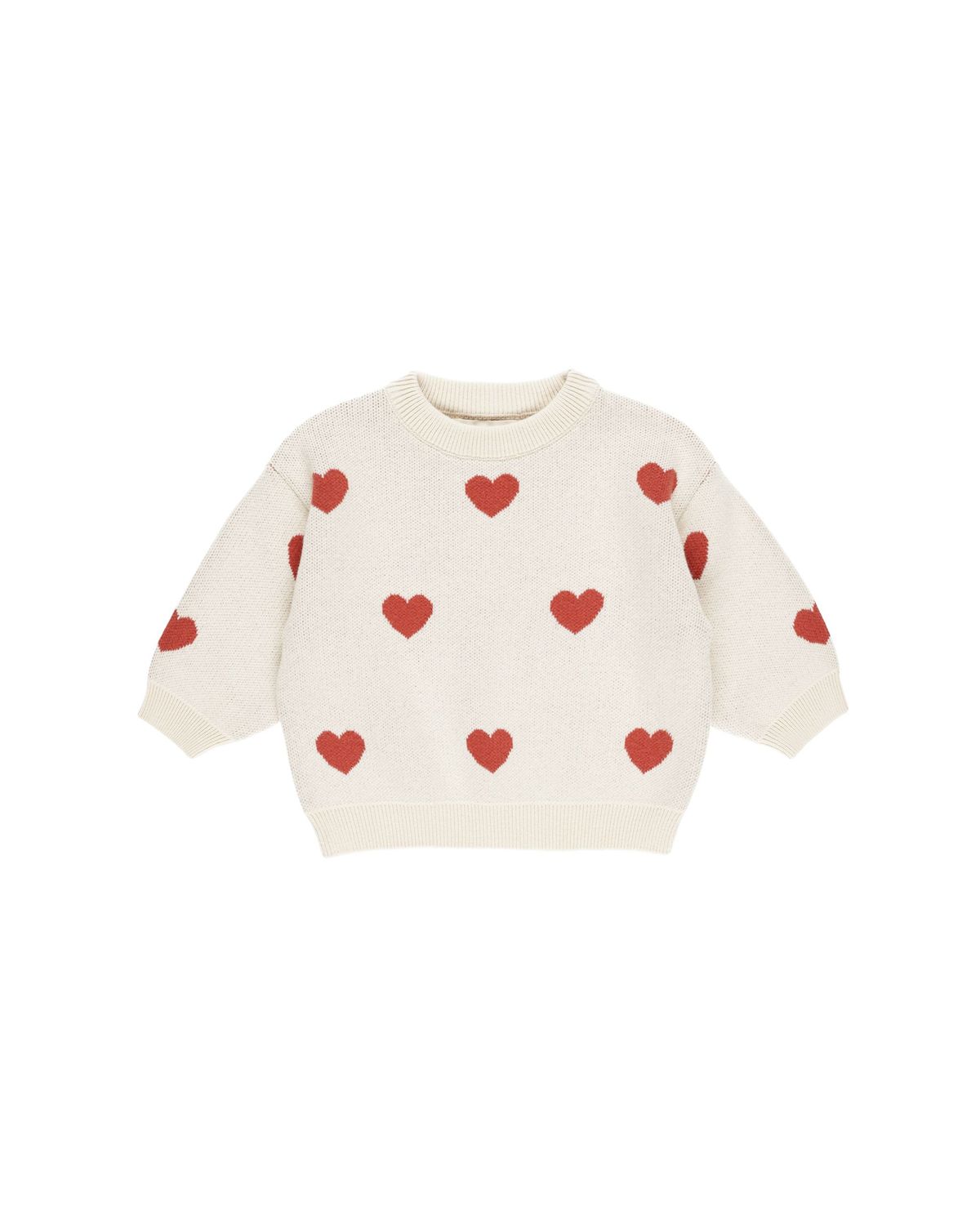 Heart Knit Baby Sweater Natural