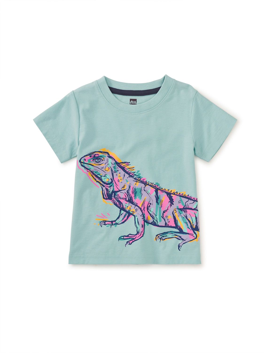 Graffiti Iguana Graphic Baby Tee Canal Blue