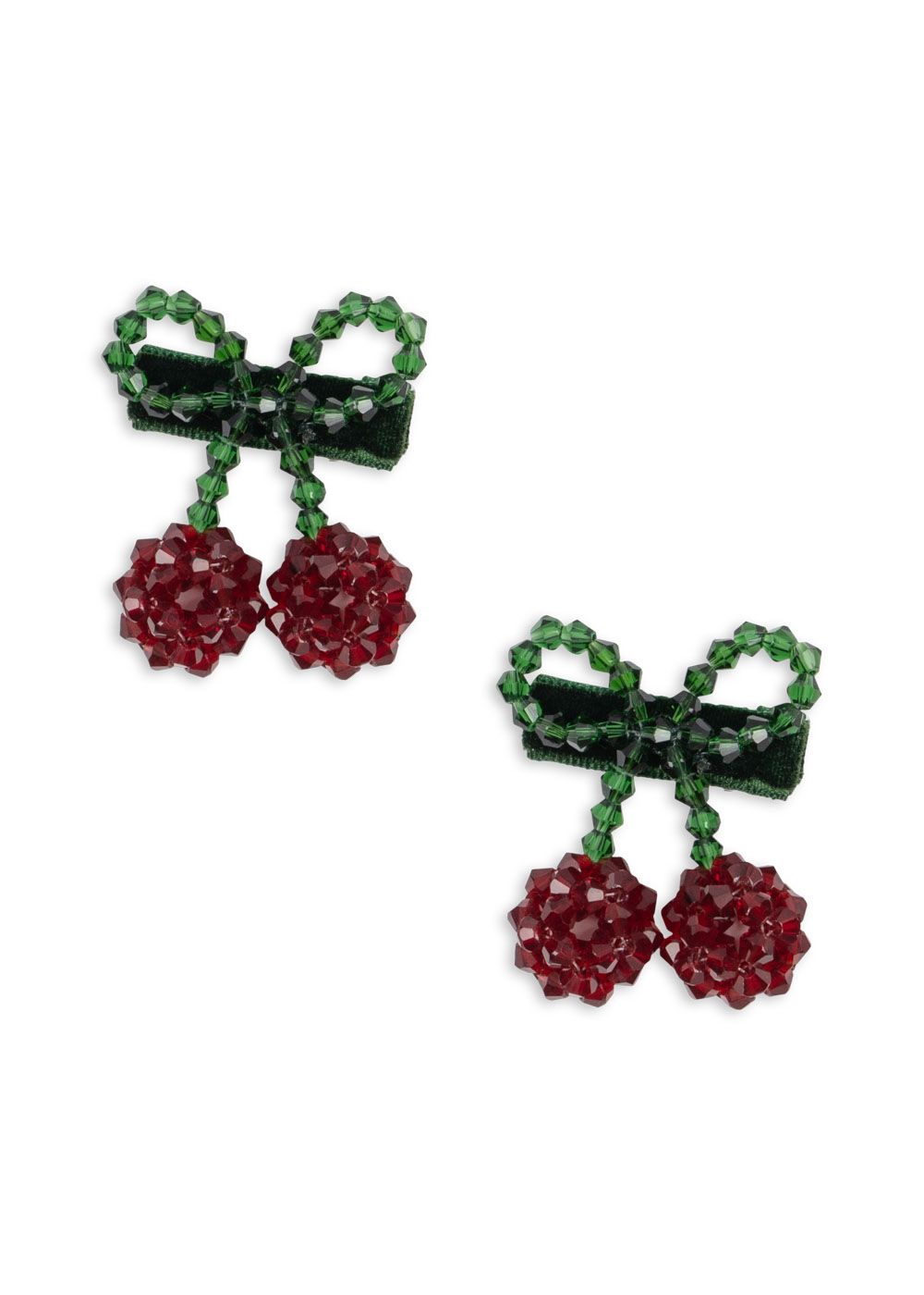 Cherry Hair Clip 2 Pack Red Glitter