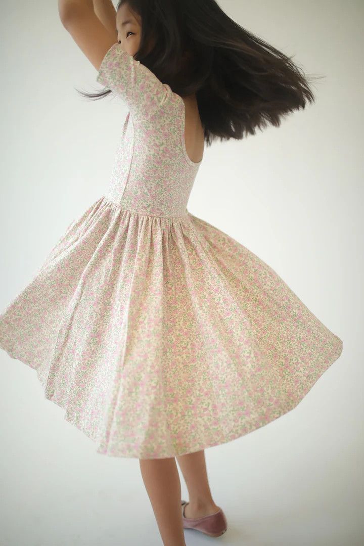 Short Sleeve Twirl Dress Bella Pink Floral